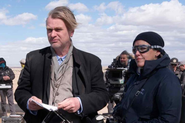 Christopher Nolan on the set of Oppenheimer