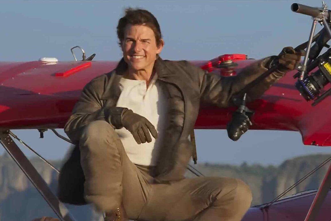 Tom Cruise filming an airplane stunt for Mission: Impossible - Dead Reckoning