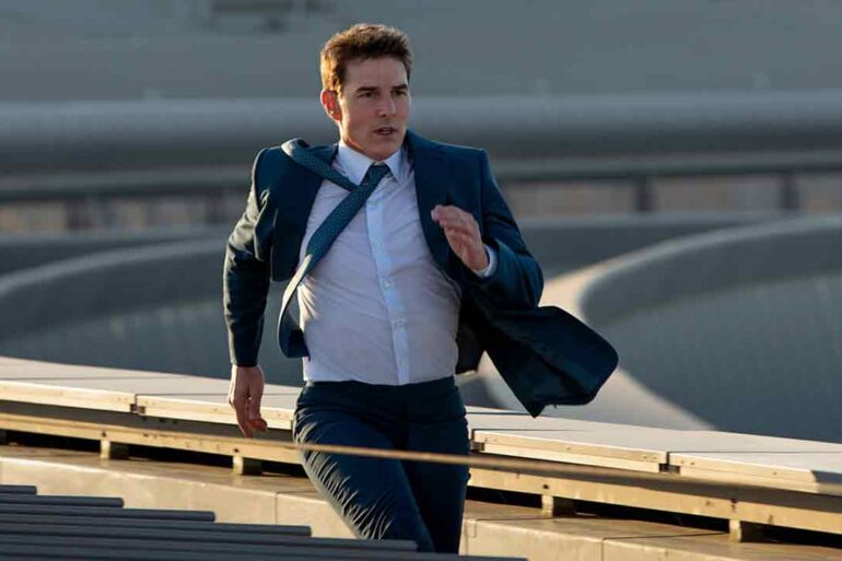 Tom Cruise runs in a still from Mission: Impossible - Dead Reckoning Part One